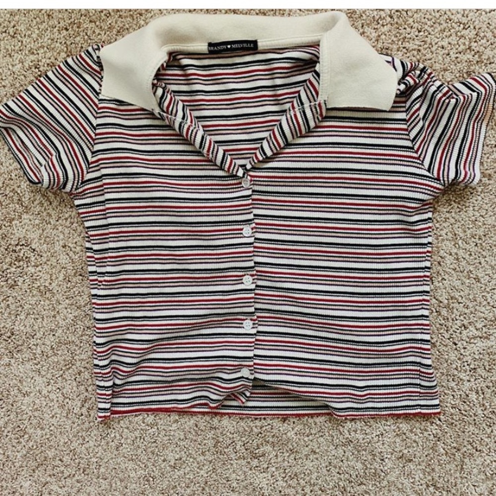 BRANDY MELVILLE STRIPED COLLARED SHIRT